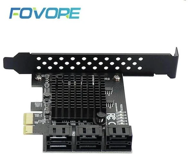 Main image of 88SE9215 chip 6 ports SATA 3.0 to PCIe expansion Card PCI express SATA Adapter SATA 3 Converter with Heat Sink for HDD