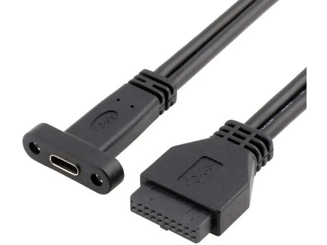Alt view image 3 of 5 - 50cm USB 3.0 20 Pin Motherboard Header to USB Type C Female Cable with Bracket