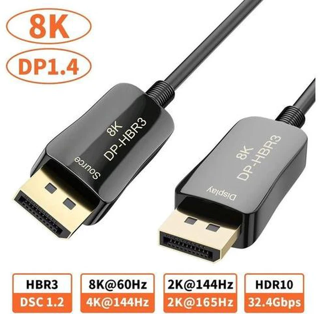 Main image of DisplayPort 1.4 Cable 8K 60Hz, 4K 144Hz, 4K 120Hz DisplayPort to DisplayPort Cable DP 1.4 HBR3 Cord, HDR, VESA Certified, 10 Meters (33 ft) Black