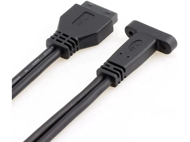 Alt view image 5 of 5 - 50cm USB 3.0 20 Pin Motherboard Header to USB Type C Female Cable with Bracket