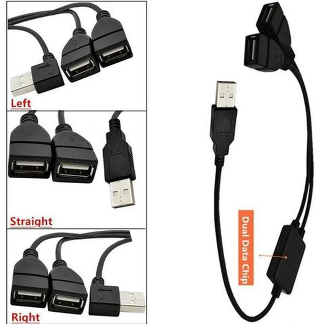 Main image of USB 2.0 A Male plug to 2 dual USB A Female jack Y splitter Hub adapter Cable 0.3m with Chip