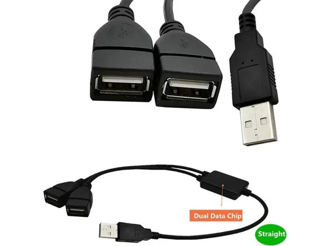 Alt view image 3 of 6 - USB 2.0 A Male plug to 2 dual USB A Female jack Y splitter Hub adapter Cable 0.3m with Chip