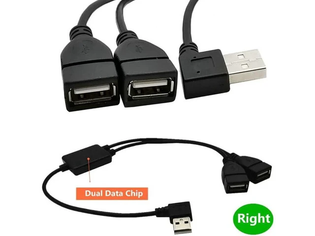 Alt view image 4 of 6 - USB 2.0 A Male plug to 2 dual USB A Female jack Y splitter Hub adapter Cable 0.3m with Chip