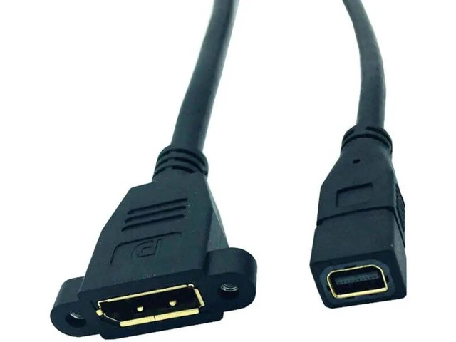 Alt view image 2 of 6 - Cable Mini DisplayPort to DP Female Video Adapter Thunderbolt with Socket Panel Mount