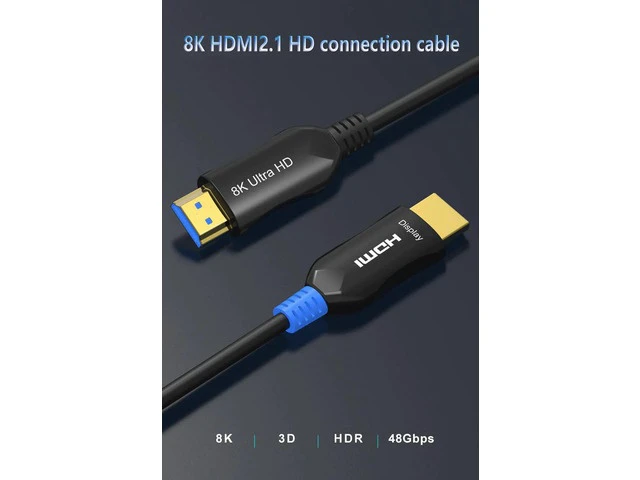 Alt view image 7 of 7 - 8K HDMI2.1 Fiber Optic Cable 8K@60Hz,4K@120Hz,Utra high Speed 48Gbps HDMI Male to Male HDMI Cable Compatible with Xbox PS5 PS4 Roku TV Stick Blu Ray Player(16Feet)