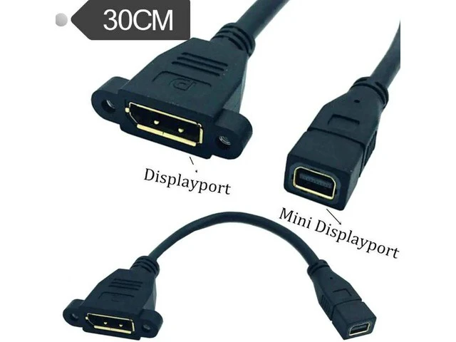 Alt view image 6 of 6 - Cable Mini DisplayPort to DP Female Video Adapter Thunderbolt with Socket Panel Mount