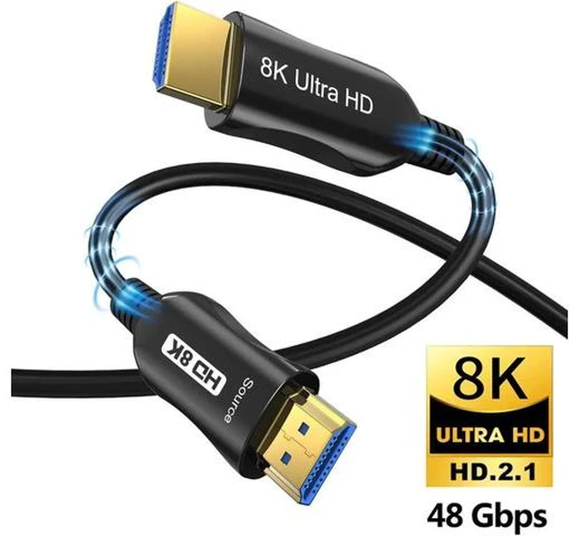 Main image of 8K HDMI2.1 Fiber Optic Cable, 48Gbps High Speed HDMI 2.1 Cable, Supports 8K 60Hz 4K 120Hz 144Hz 3D Dynamic HDR HDCP 2.2/2.3 eARC 4:4:4, 100% Real 8K Quality HDMI Fiber Optic Cord (16 Feet)