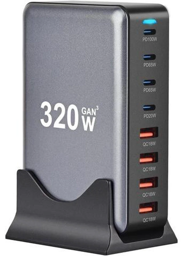 Main image of 320W USB Type C Charging Station Hub, 8-Port USB Desk Charger, 320 Watt GaN III Fast Charger GaN Tech Laptop USB C Power Adapter Block Compatible for All Phones and Tablets