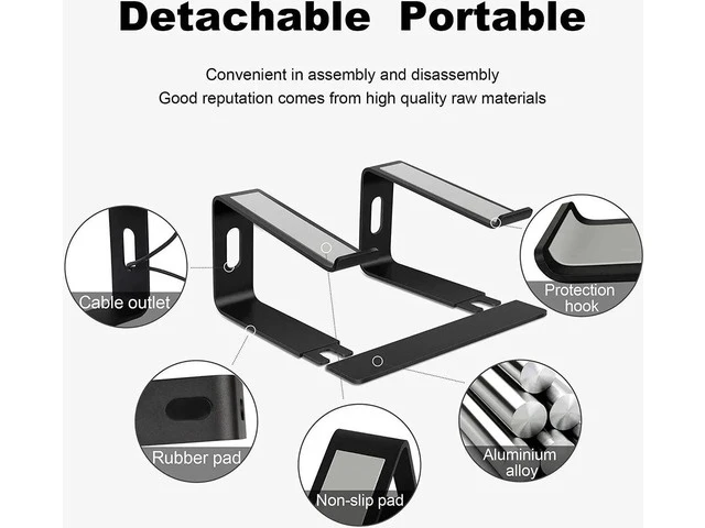 Alt view image 3 of 7 - Adjustable Laptop Stand for Desk, Jansicotek Computer Stand for Laptop, Ergonomic Aluminum Laptop Riser Stand for 10-15.6 inch Laptop, Black