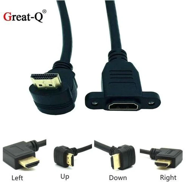 Main image of HDMI-compatible 2.0v 4K*2K Angle 90 Degree Male to Female Extension Cable panel mount with screw hole For PSP HDTV