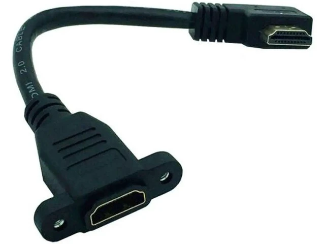 Alt view image 2 of 6 - HDMI-compatible 2.0v 4K*2K Angle 90 Degree Male to Female Extension Cable panel mount with screw hole For PSP HDTV