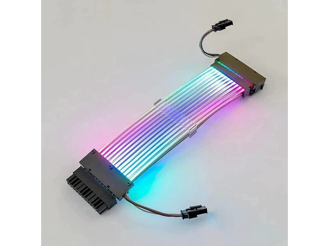 Alt view image 3 of 7 - 24Pin ATX Motherboard RGB Extension Power Supply Cable for PC Case DIY Computer Cord Custom Build Gaming Case Modding