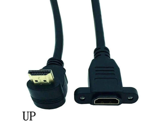 Alt view image 3 of 6 - HDMI-compatible 2.0v 4K*2K Angle 90 Degree Male to Female Extension Cable panel mount with screw hole For PSP HDTV