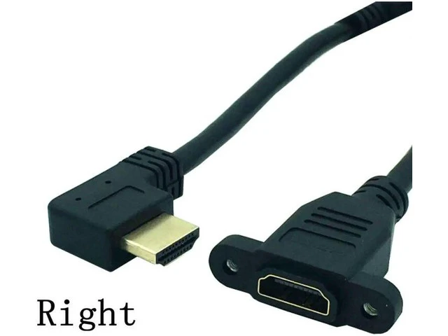 Alt view image 4 of 6 - HDMI-compatible 2.0v 4K*2K Angle 90 Degree Male to Female Extension Cable panel mount with screw hole For PSP HDTV
