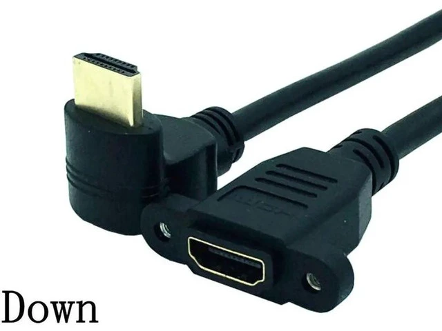 Alt view image 5 of 6 - HDMI-compatible 2.0v 4K*2K Angle 90 Degree Male to Female Extension Cable panel mount with screw hole For PSP HDTV