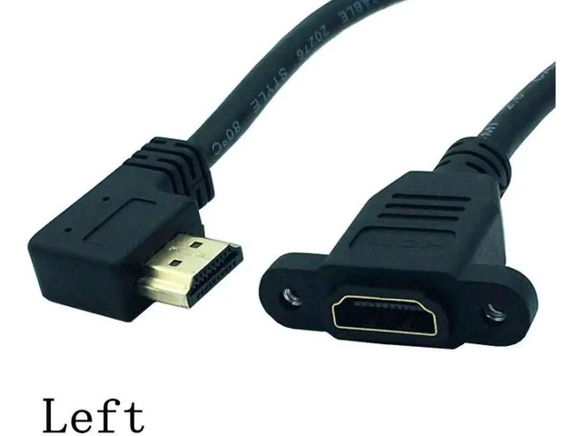 Alt view image 6 of 6 - HDMI-compatible 2.0v 4K*2K Angle 90 Degree Male to Female Extension Cable panel mount with screw hole For PSP HDTV