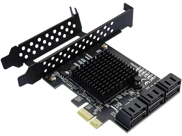 Alt view image 2 of 5 - 88SE9215 chip 6 ports SATA 3.0 to PCIe expansion Card PCI express SATA Adapter SATA 3 Converter with Heat Sink for HDD
