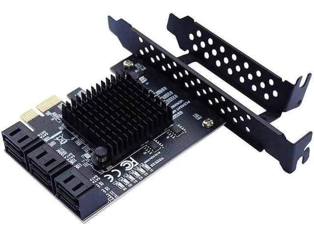 Alt view image 3 of 5 - 88SE9215 chip 6 ports SATA 3.0 to PCIe expansion Card PCI express SATA Adapter SATA 3 Converter with Heat Sink for HDD