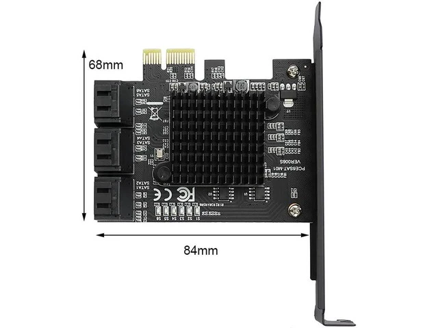 Alt view image 4 of 5 - 88SE9215 chip 6 ports SATA 3.0 to PCIe expansion Card PCI express SATA Adapter SATA 3 Converter with Heat Sink for HDD