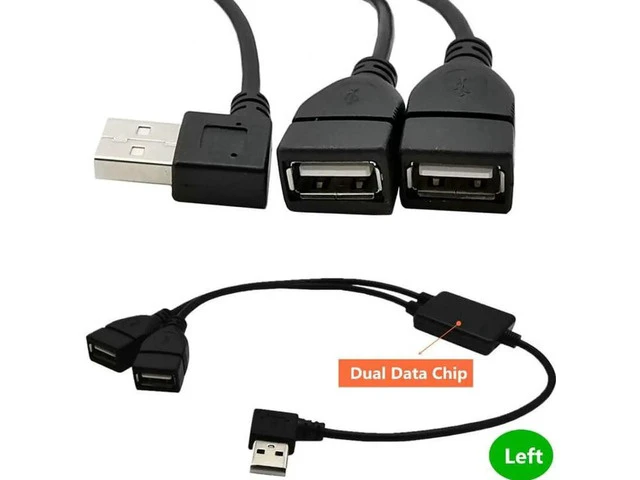 Alt view image 2 of 6 - USB 2.0 A Male plug to 2 dual USB A Female jack Y splitter Hub adapter Cable 0.3m with Chip