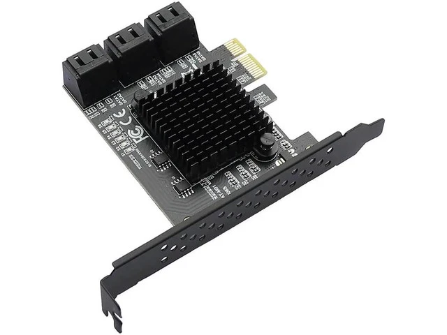 Alt view image 5 of 5 - 88SE9215 chip 6 ports SATA 3.0 to PCIe expansion Card PCI express SATA Adapter SATA 3 Converter with Heat Sink for HDD
