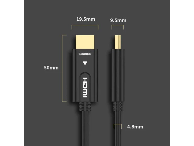 Alt view image 2 of 7 - HDMI Cable Optical Fiber HDMI 2.0b Cable 4K 60HZ 3D 1m 2m 3m 5m 10m 15m 20m 25m 30m 50m 100m for HD TV LCD Laptop PS3 Projector Computer(1M,3.3ft)
