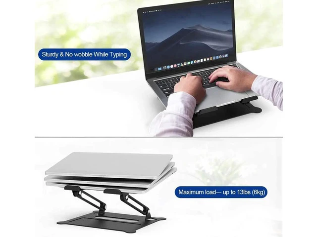 Alt view image 3 of 7 - Laptop Stand, Aluminum Foldable Computer Stand, Ergonomic Adjustable Laptop Riser Compatible with All Laptops 10-17" MacBook Pro, iPad Air(Z19-Black)