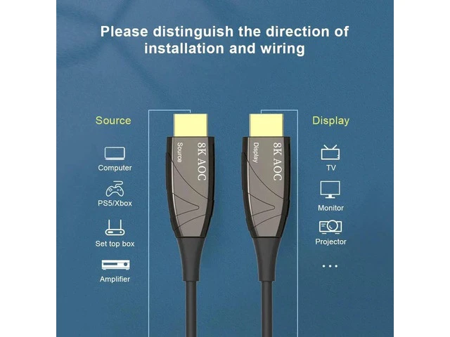 Alt view image 3 of 7 - HDMI 2.1-compatible AOC Optical Cable male to male HDMI 8K @60HZ HDR 3D HEC CEC HDCP 2.2 for HDR TV Laptop PS3 Projector Compute-16FT