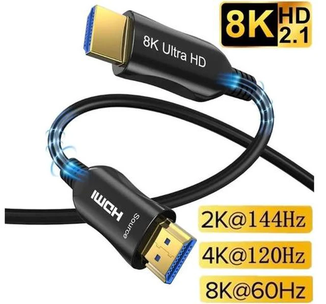 Main image of 8K Fiber Optic HDMI2.1 Extra Long in Wall CL3 Rated Cable 8K 60Hz HDMI 2.1 Compatible with MacBook Pro PS5 Xbox Series X Apple TV - 16ft