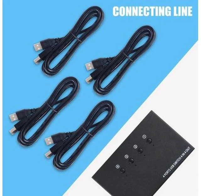 Alt view image 3 of 5 - 4 In 4 Out USB Switch KVM Switch Box 4 USB2.0 Switcher PC Sharing Splitter for Keyboard Mouse Printer Sharing DJA88