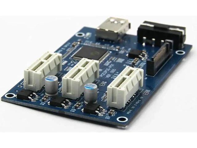 Alt view image 2 of 5 - 3 in 1 PCI Express PCI E 1X slots Riser Card PCI-E 1 to 3 Expansion Adapter 2 Layer PCB Board + 60cm USB 3.0 Cable for Mining