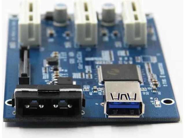Alt view image 5 of 5 - 3 in 1 PCI Express PCI E 1X slots Riser Card PCI-E 1 to 3 Expansion Adapter 2 Layer PCB Board + 60cm USB 3.0 Cable for Mining