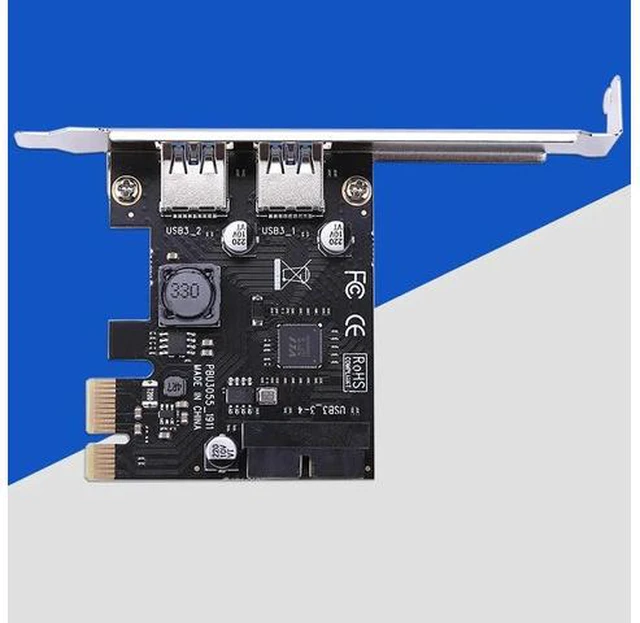 Alt view image 3 of 5 - 2 Port USB 3.0 PCI-e x1 Expansion Card PCI Express Adapter for Desktop