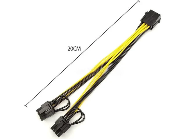 Alt view image 5 of 5 - PCI-Express PCIE 8 Pin To Dual 8 (6+2) Pin VGA Graphic Video Card Adapter Power Supply Cable 8 Inches