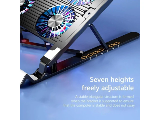Alt view image 4 of 7 - Adjustable Laptop Tablet Stand with 4 High-speed Cooling Fan, Foldable Computer Riser, Ergonomic Computer Stand for desk,Compatible with All 11-17.3 Inches Tablet or Laptop Notebook, MacBook, Air, Pro