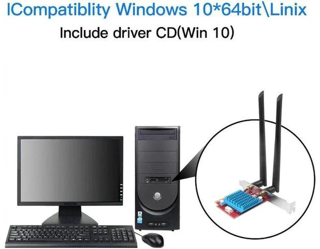 Alt view image 5 of 5 - 6 AX200 Pro Wireless Adapter Dual Band 2.4Gbps PCIe Wifi Card AX200 Gigabit Network Card 802.11AX Bluetooth 5.0