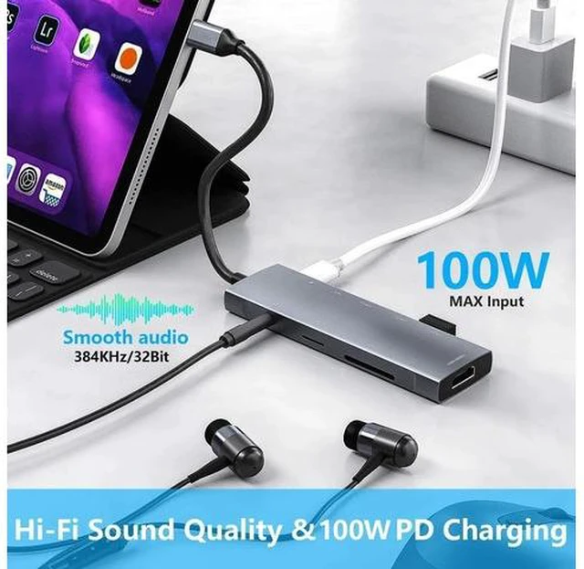 Alt view image 4 of 7 - USB C Hub 9-in-1 Adapter for iPad Pro iPad Pro M4 M2 M1 13 12.9 11-inch iPad Air 5 4 Docking Station with 4K HDMI, USB-C PD, SD/TF Card Reader, USB 3.0, 3.5mm Headphone Jack, Type C Data, iPad Mini 6