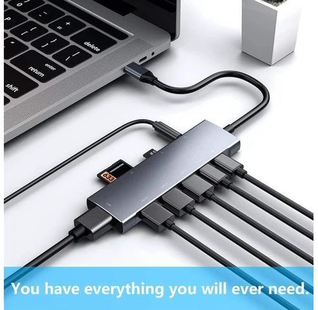Alt view image 6 of 7 - USB C Hub 9-in-1 Adapter for iPad Pro iPad Pro M4 M2 M1 13 12.9 11-inch iPad Air 5 4 Docking Station with 4K HDMI, USB-C PD, SD/TF Card Reader, USB 3.0, 3.5mm Headphone Jack, Type C Data, iPad Mini 6