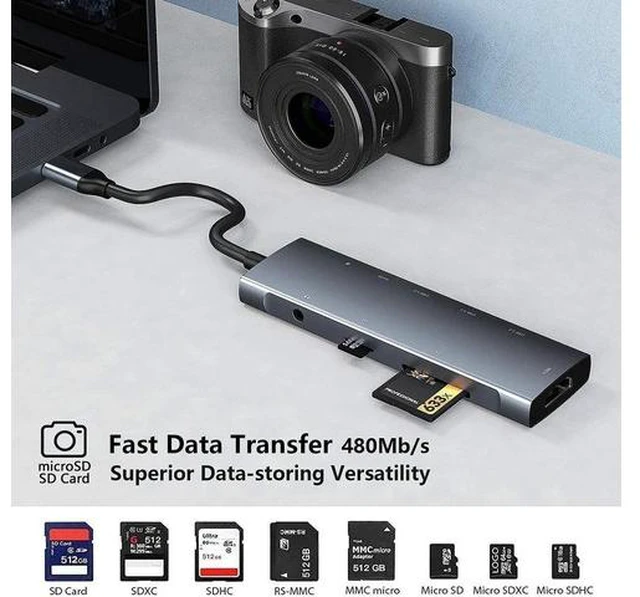 Alt view image 5 of 7 - USB C Hub 9-in-1 Adapter for iPad Pro iPad Pro M4 M2 M1 13 12.9 11-inch iPad Air 5 4 Docking Station with 4K HDMI, USB-C PD, SD/TF Card Reader, USB 3.0, 3.5mm Headphone Jack, Type C Data, iPad Mini 6