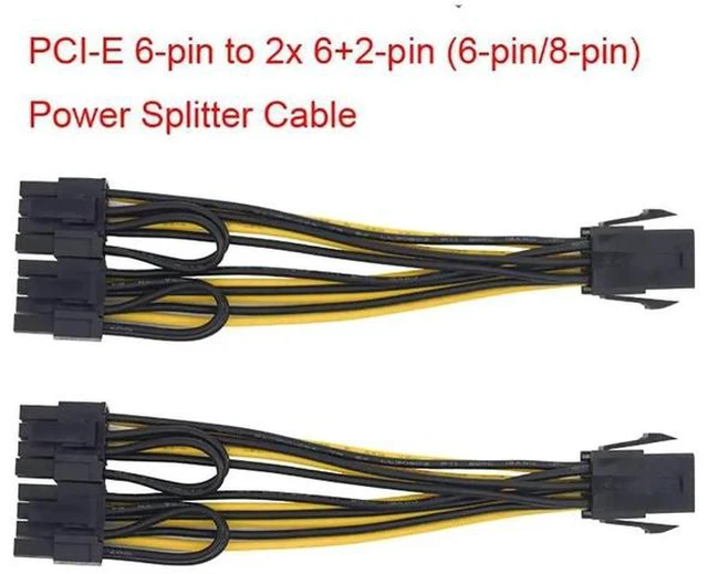Main image of 2xPCI-E 6-pin to 2x 6+2-pin (6-pin/8-pin) Power Splitter Cable PCIE PCI Express