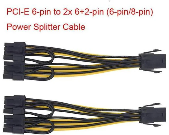 Main image of 2xpci-e 6-pin To 2x 6+2-pin (6-pin/8-pin) Power Splitter Cable Pcie Pci Express