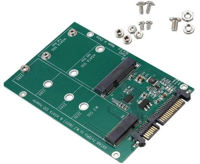 Alt view image 2 of 5 - 2 in 1 Mini PCI-E 2 Lane M.2 And mSATA SSD To SATA III 7+15 Pin Adapter