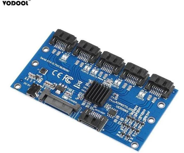 Main image of SATA Expansion Card 1 to 5 Port SATA3.0 Controller Card Motherboard 6Gbps SATA Port Riser Card Adapter for Computer