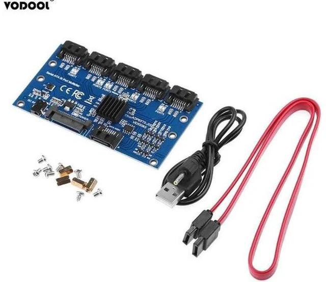 Alt view image 4 of 5 - SATA Expansion Card 1 to 5 Port SATA3.0 Controller Card Motherboard 6Gbps SATA Port Riser Card Adapter for Computer