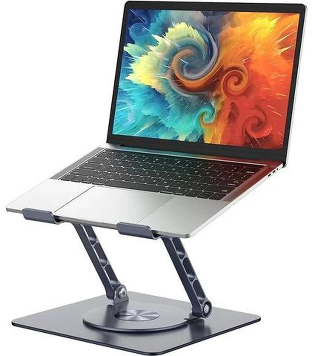 Main image of Adjustable Laptop Stand for Desk, Swivel Aluminum Laptop Riser, Ergonomic Laptop Stand for Desk, Notebook Computer Stand Holder Compatible with 10-17 Inch Laptops, Silver