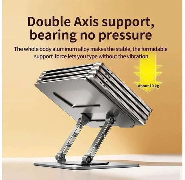Alt view image 2 of 7 - Adjustable Laptop Stand for Desk, Swivel Aluminum Laptop Riser, Ergonomic Laptop Stand for Desk, Notebook Computer Stand Holder Compatible with 10-17 Inch Laptops, Silver