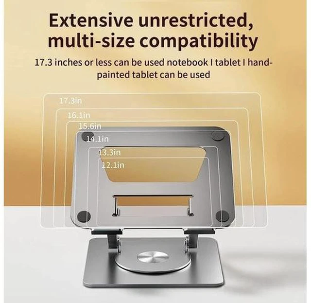 Alt view image 6 of 7 - Adjustable Laptop Stand for Desk, Swivel Aluminum Laptop Riser, Ergonomic Laptop Stand for Desk, Notebook Computer Stand Holder Compatible with 10-17 Inch Laptops, Silver