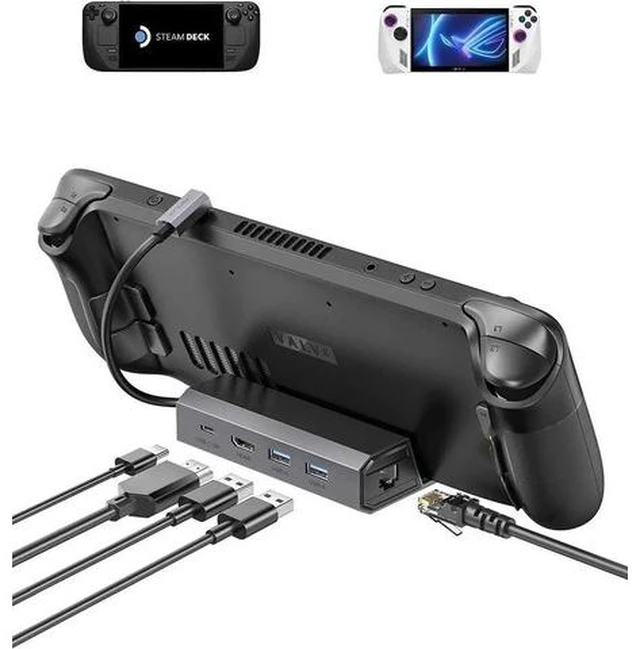 Main image of Docking Station for Steam Deck/ROG Ally/Legion Go/MSI Claw, 5-in-1 Steam Deck Dock with HDMI 4K@60Hz, 100Mbps Ethernet, Dual USB-A 2.0 and 100W Charge Compatible with Steam Deck OLED-HB0602