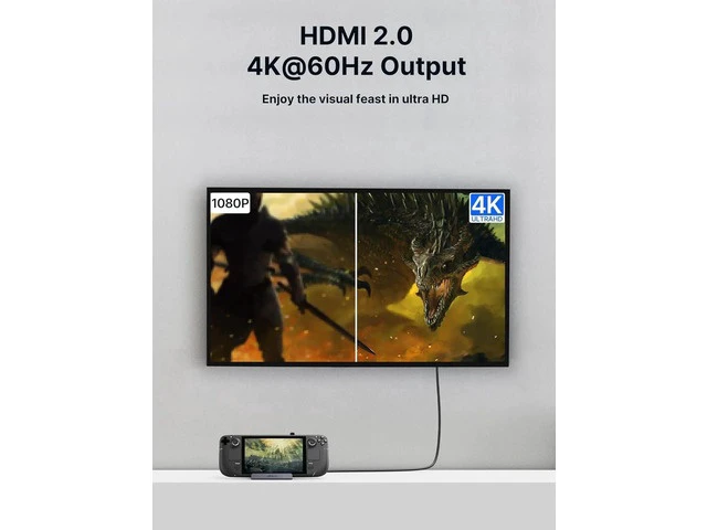 Alt view image 3 of 7 - Docking Station for Steam Deck/ROG Ally/Legion Go/MSI Claw, 5-in-1 Steam Deck Dock with HDMI 4K@60Hz, 100Mbps Ethernet, Dual USB-A 2.0 and 100W Charge Compatible with Steam Deck OLED-HB0602