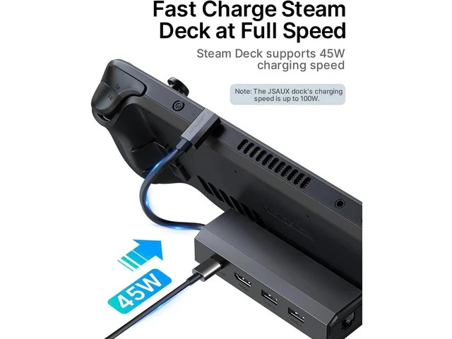 Alt view image 6 of 7 - Docking Station for Steam Deck/ROG Ally/Legion Go/MSI Claw, 5-in-1 Steam Deck Dock with HDMI 4K@60Hz, 100Mbps Ethernet, Dual USB-A 2.0 and 100W Charge Compatible with Steam Deck OLED-HB0602